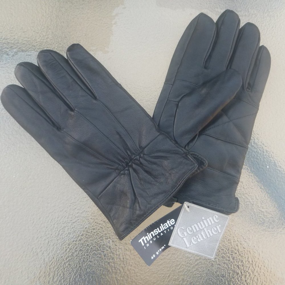 Men's Cool Weather Leather Gloves with Thinsulate (L)